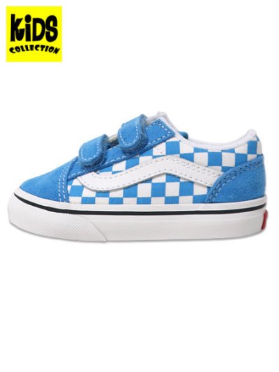 画像1: 【KIDS】VANS TD OLD SKOOL V CHECKERBOARD BRIGHT AZURE BLUE