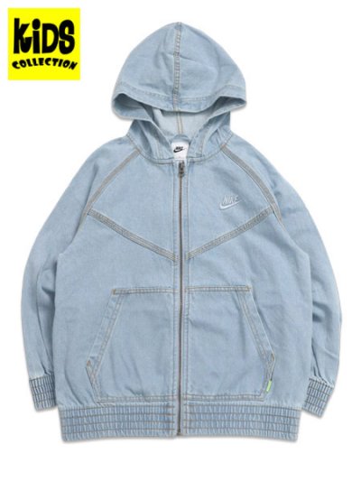 画像1: 【送料無料】【KIDS】NIKE YTH NSW WR DENIM FZ JACKET-LT ARMORY BLUE