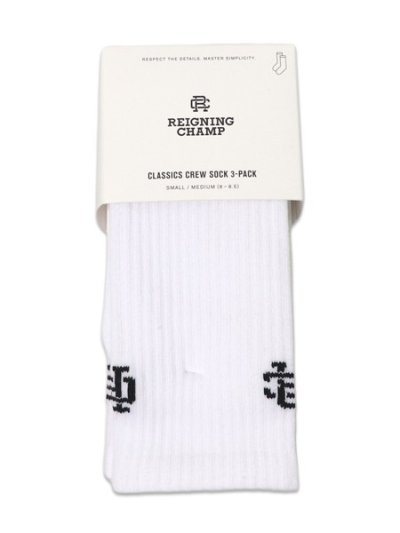 画像1: REIGNING CHAMP 3 PACK CLASSIC CREW SOCK WHITE