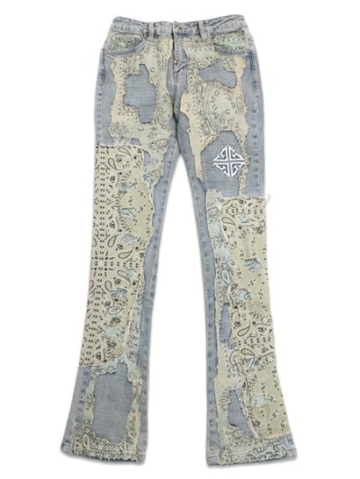 画像1: 【送料無料】GUAPI VINTAGE PAISLEY DISTRESSED DENIM