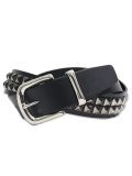 RAISE8 APPAREL 34MM STUDS GENUINE LEATHER BELT BLACK/SILVER