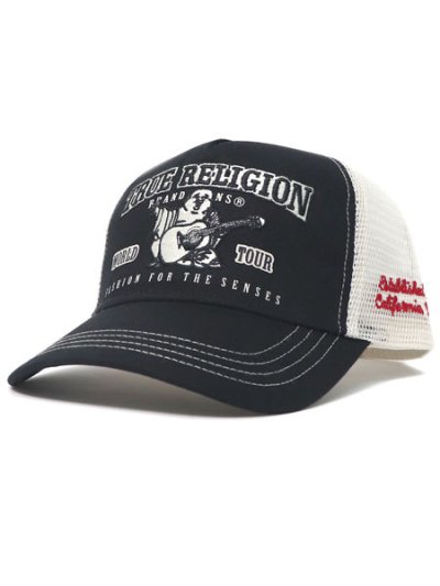 画像1: 【送料無料】TRUE RELIGION VARSITY TRUCKER HAT BLACK/WHITE