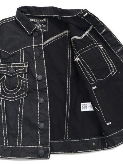 画像6: 【送料無料】TRUE RELIGION OVERSIZED SUPER T COATED DENIM JACKET COATED BLK