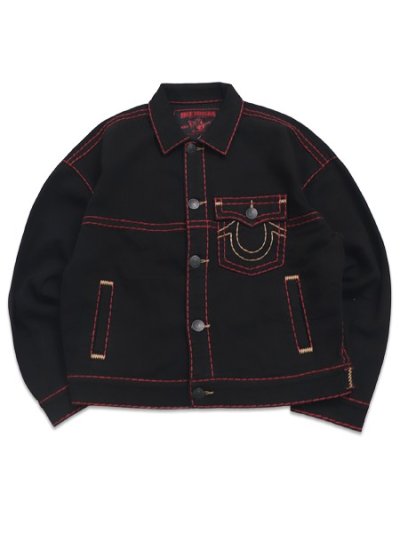 画像1: 【送料無料】TRUE RELIGION SUPER T BOXY DENIM JACKET BODY RINSE BLACK