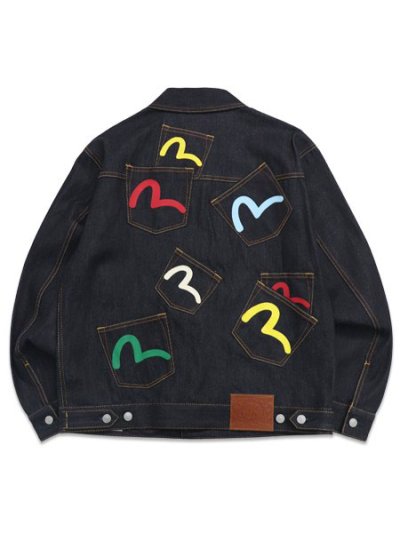 画像1: 【送料無料】EVISU HT,MULTI POCKET DENIM JACKET RAW INDIGO