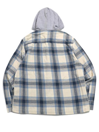 画像2: 【送料無料】TRUE RELIGION HOODED FLANNEL SHIRT WINTER WHITE/BLUE