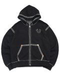 【送料無料】TRUE RELIGION SUPER QT BOXY ZIP HOODIE JET BLACK