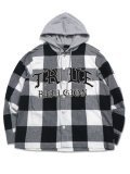 【送料無料】TRUE RELIGION HOODED FLANNEL SHIRT BLACK/WHITE