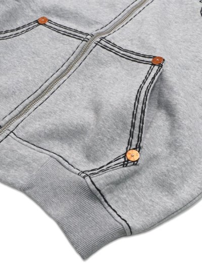 画像4: 【送料無料】TRUE RELIGION SUPER QT BOXY ZIP HOODIE HEATHER GREY/JET BLACK