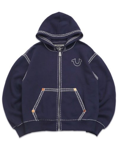 画像1: 【送料無料】TRUE RELIGION SUPER QT BOXY ZIP HOODIE MAGMA