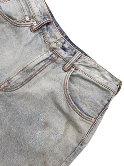 画像3: 【送料無料】EVISU BLEACHED DISTRESSED 5P JEANS LIGHT TONE INDIGO