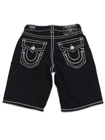 画像1: 【送料無料】TRUE RELIGION BOBBY ROPE STITCH FLAP SHORT BODY RINSE BLACK