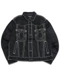 【送料無料】TRUE RELIGION OVERSIZED SUPER T COATED DENIM JACKET COATED BLK