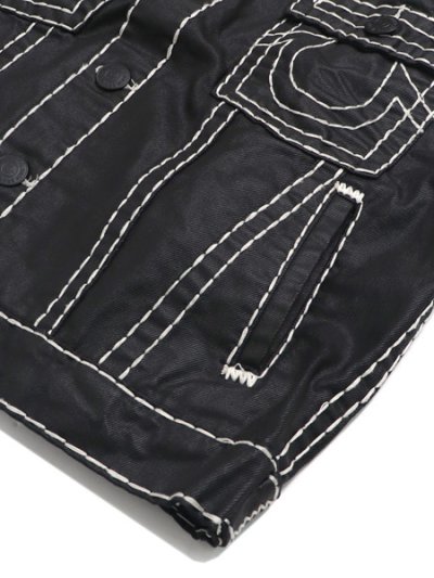 画像5: 【送料無料】TRUE RELIGION OVERSIZED SUPER T COATED DENIM JACKET COATED BLK