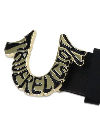 画像2: 【送料無料】TRUE RELIGION TR HORSESHOE BUCKLE BELT BLACK/GOLD