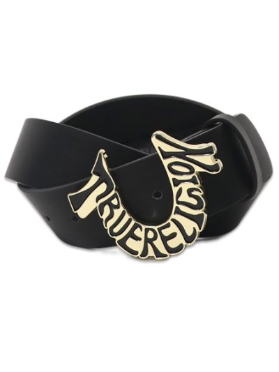画像1: 【送料無料】TRUE RELIGION TR HORSESHOE BUCKLE BELT BLACK/GOLD