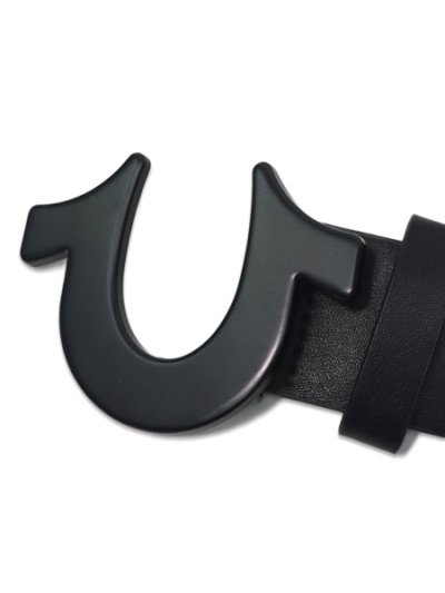 画像2: 【送料無料】TRUE RELIGION HORSESHOE BUCKLE BELT BLACK