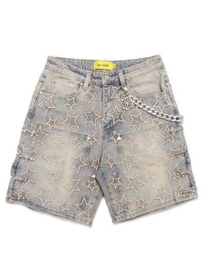 画像1: 【送料無料】GUAPI VINTAGE BLUE STARS DENIM SHORTS