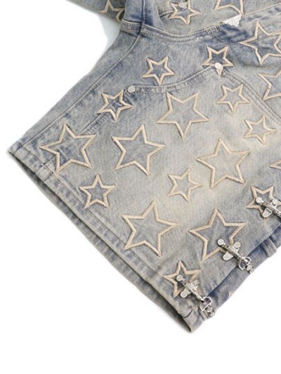 画像8: 【送料無料】GUAPI VINTAGE BLUE STARS DENIM SHORTS