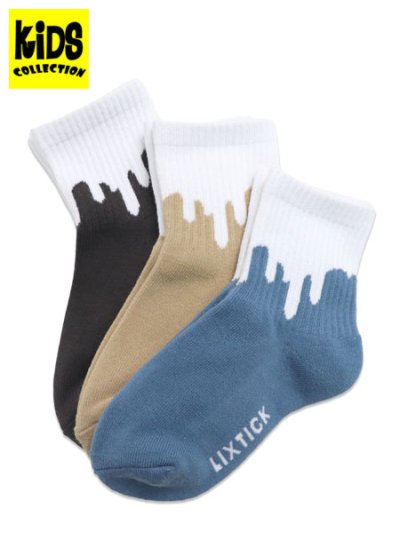 画像1: 【KIDS】LIXTICK REV V2 KIDS DRIP SOCKS 3P B.GRAY/BEIGE/GRAY