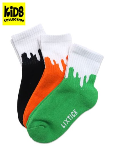 画像1: 【KIDS】LIXTICK REV V2 JUNIOR DRIP SOCKS 3P GREEN/ORANGE/BLACK