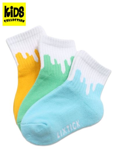 画像1: 【KIDS】LIXTICK REV BABY DRIP SOCKS 3P T.BLUE/YELLOW/MINT