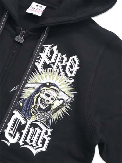 画像3: 【送料無料】PRO CLUB MISTER CARTOON CLOCKWORK BLACK ZIPUP HOODIE BLACK