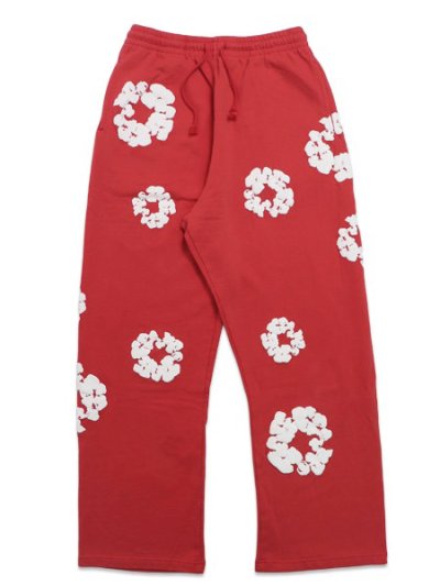 画像1: 【送料無料】DENIM TEARS COTTON WREATH OPEN HEM SWEATPANTS RED