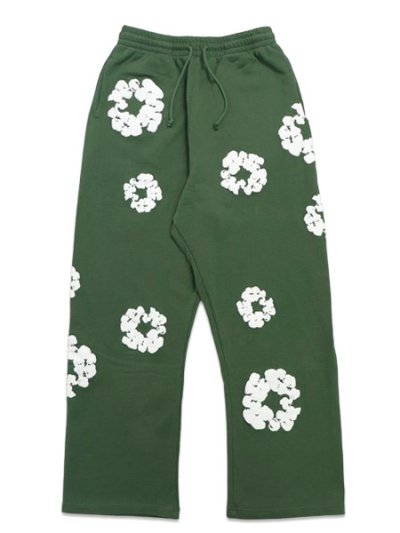 画像1: 【送料無料】DENIM TEARS COTTON WREATH OPEN HEM SWEATPANTS GREEN