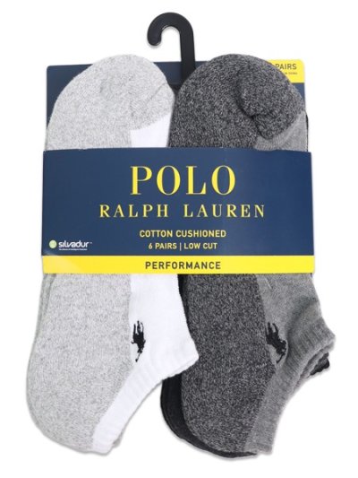 画像1: POLO RALPH LAUREN PERFORMANCE COTTON LOW CUT 6PK SOCKS