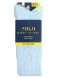 POLO RALPH LAUREN MINERAL WASH CREW 3PK SOCKS SOFT BLUE