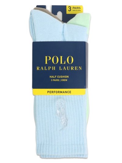 画像1: POLO RALPH LAUREN MINERAL WASH CREW 3PK SOCKS SOFT BLUE