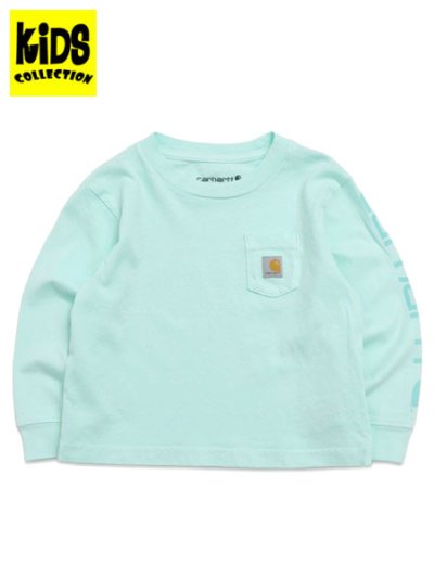 画像1: 【KIDS】CARHARTT KIDS TD LS GARMENT DYE POCKET TEE-MINT GREEN