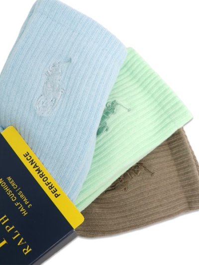 画像3: POLO RALPH LAUREN MINERAL WASH CREW 3PK SOCKS SOFT BLUE