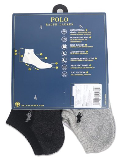 画像2: POLO RALPH LAUREN PERFORMANCE COTTON LOW CUT 6PK SOCKS