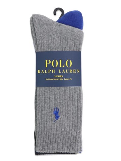 画像1: POLO RALPH LAUREN CUSHIONED RIB CREW 3PK SOCKS