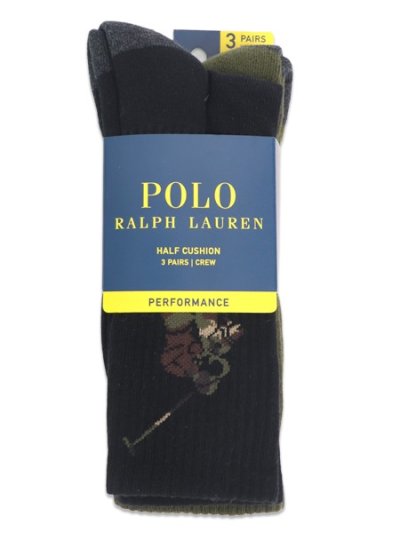 画像1: POLO RALPH LAUREN CAMO PONY CREW 3PK SOCKS