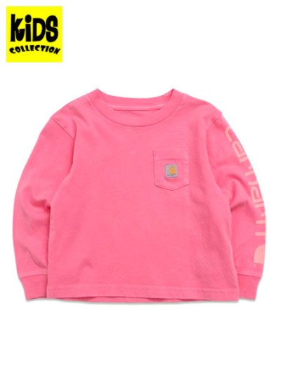 画像1: 【KIDS】CARHARTT KIDS TD LS GARMENT DYE POCKET TEE-PINK LEMON