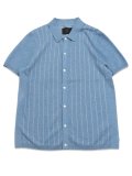 【送料無料】REIGNING CHAMP COTTON LINEN STRIPE PIAZZA SHIRT GULF/IVORY