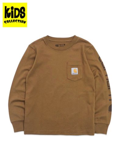 画像1: 【KIDS】CARHARTT KIDS CH LS GARMENT DYE POCKET TEE-CARHARTT BRN