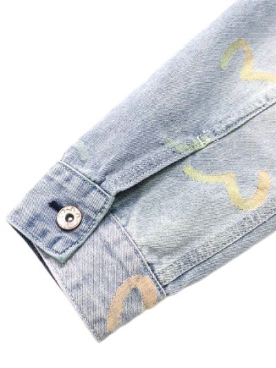 画像7: 【送料無料】EVISU ALLOVER SEAGULL JACQUARD DENIM JACKET INDIGO