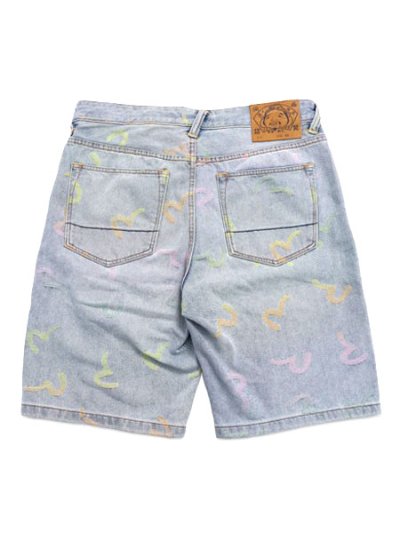 画像2: 【送料無料】EVISU ALLOVER SEAGULL JACQUARD DENIM SHORTS INDIGO