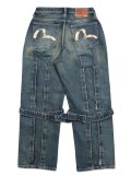 【送料無料】EVISU E.J. WASHED BONDAGE JEANS MID TONE INDIGO