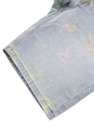 画像7: 【送料無料】EVISU ALLOVER SEAGULL JACQUARD DENIM SHORTS INDIGO