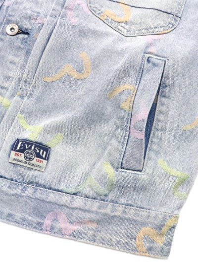 画像4: 【送料無料】EVISU ALLOVER SEAGULL JACQUARD DENIM JACKET INDIGO