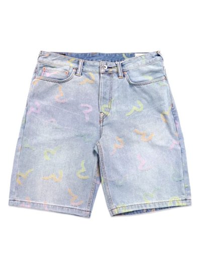 画像1: 【送料無料】EVISU ALLOVER SEAGULL JACQUARD DENIM SHORTS INDIGO
