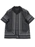 【送料無料】REIGNING CHAMP LINEN ARENA RELAXED CAMP SHIRT BLACK/WHITE