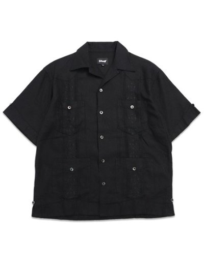 画像1: 【送料無料】SCHOTT LINEN GUAYABERA SHIRT BLACK