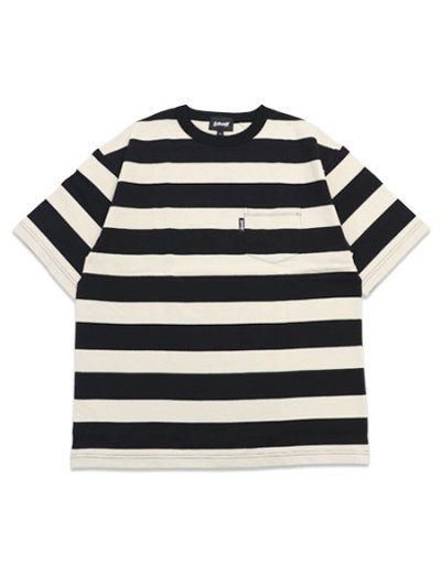 画像1: SCHOTT WIDE BORDER POCKET TEE BLACK
