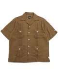 【送料無料】SCHOTT LINEN GUAYABERA SHIRT KHAKI